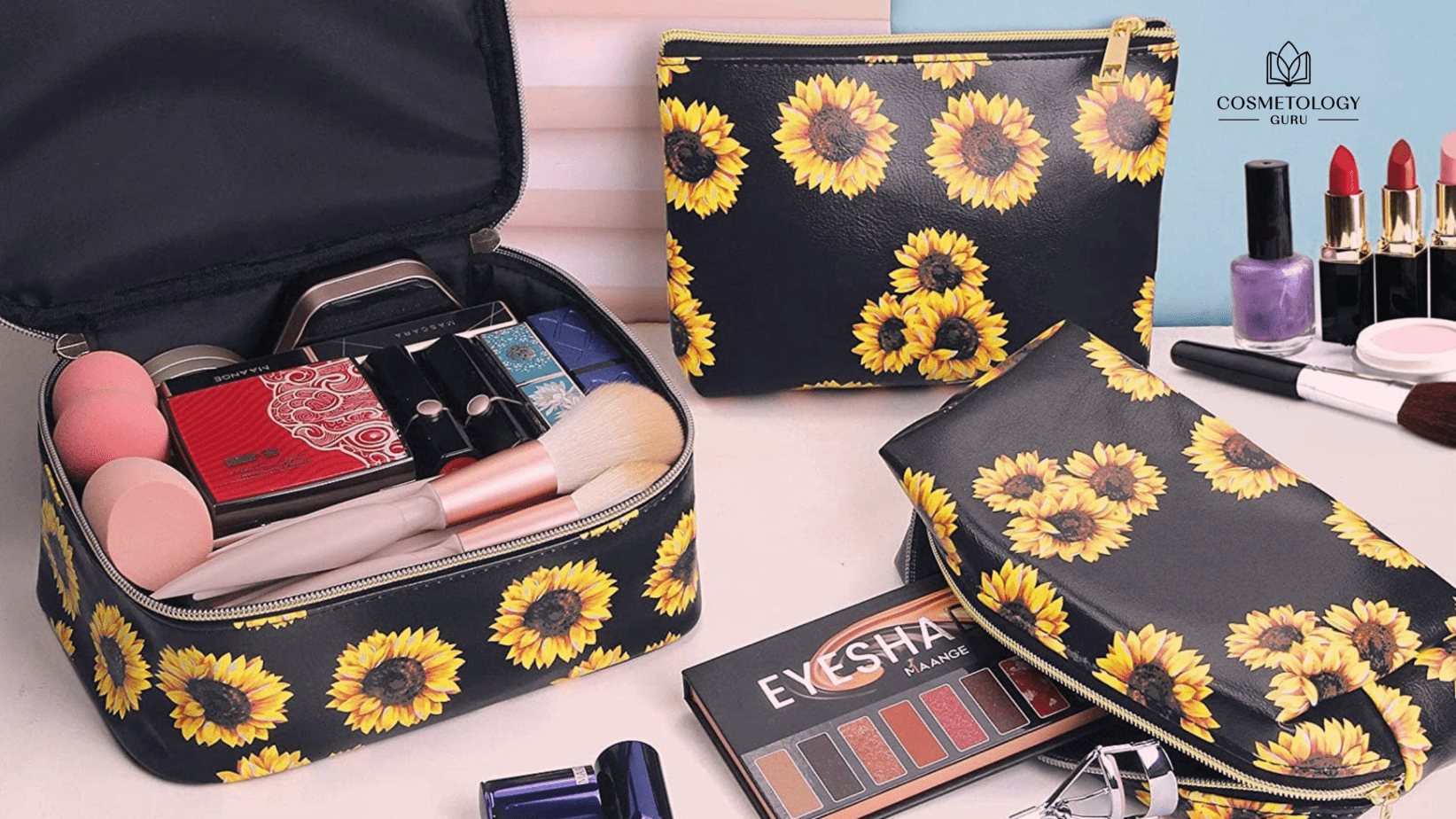 MAGEFY 3Pcs Makeup Bags for Women Portable Travel Cosmetic Bag