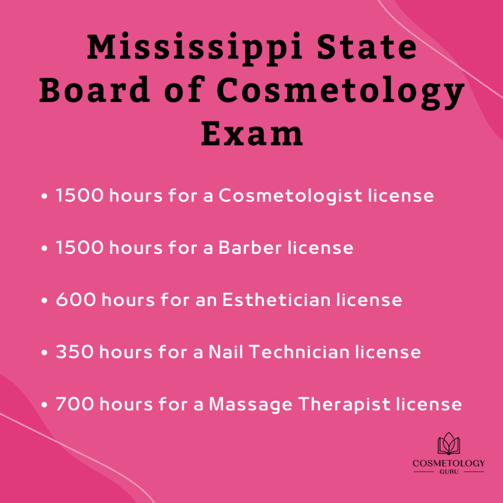 Steps involved in the Mississippi State Board of Cosmetology Exam