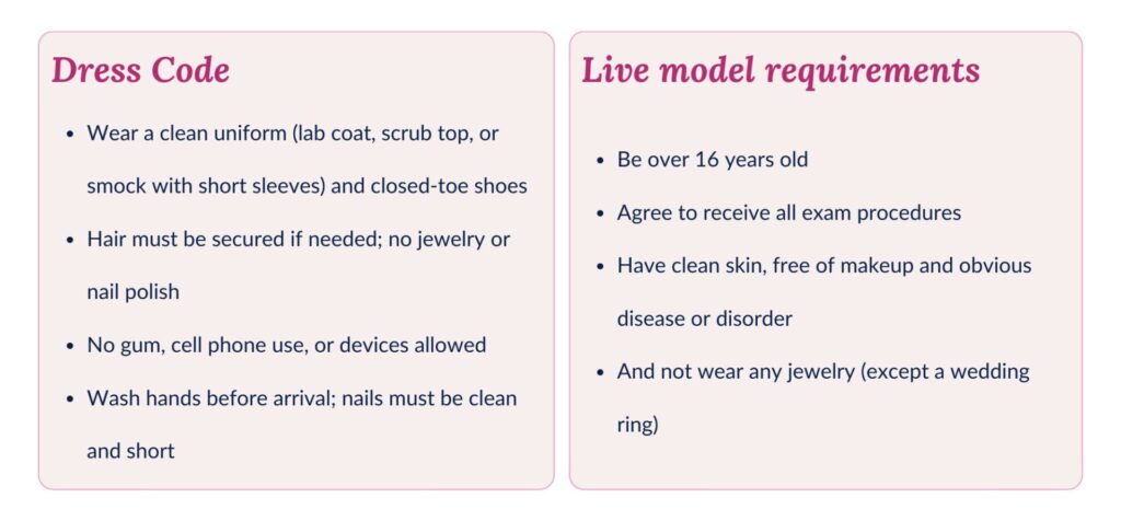 New York esthetician exam dress code