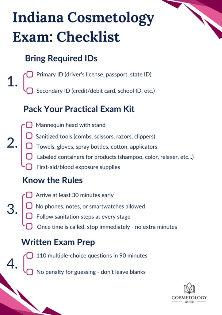 Indiana Cosmetology Exam Checklist